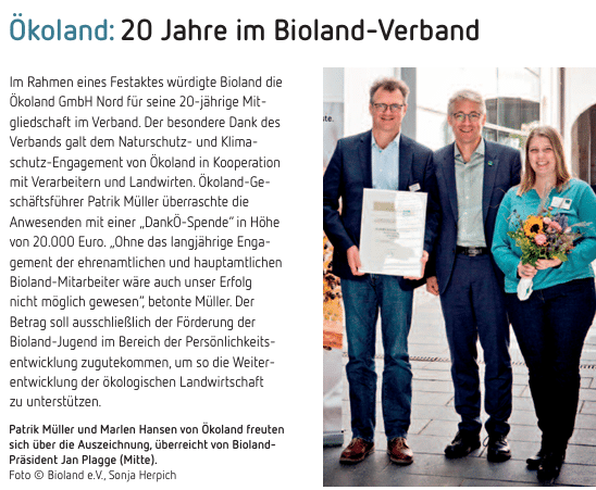 Oekoland 20 Jahre im Bioland-Verband