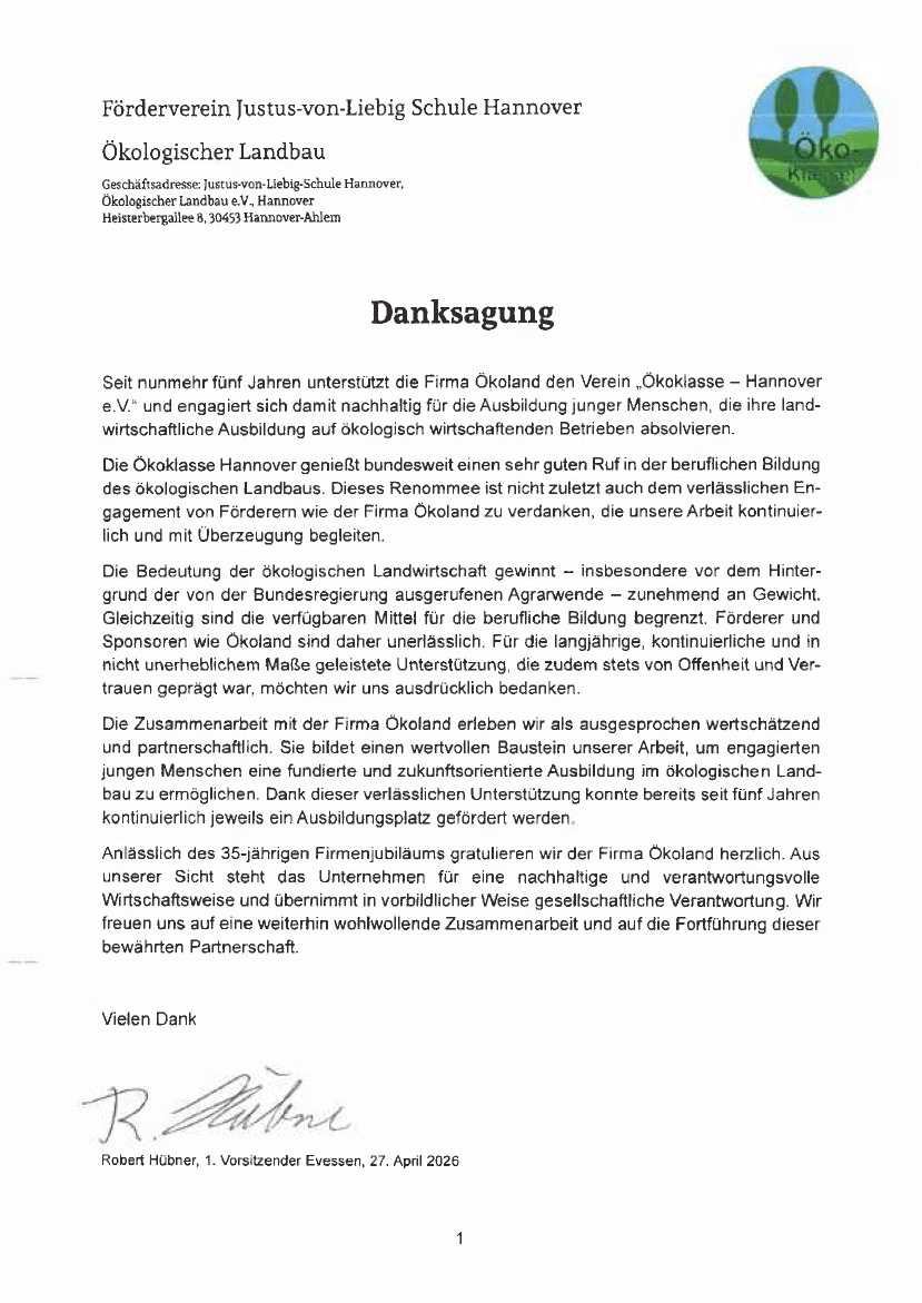 Ökoland macht sich für den Öko-Nachwuchs stark und unterstützt die Ausbildung in der ökologischen Landwirtschaft
