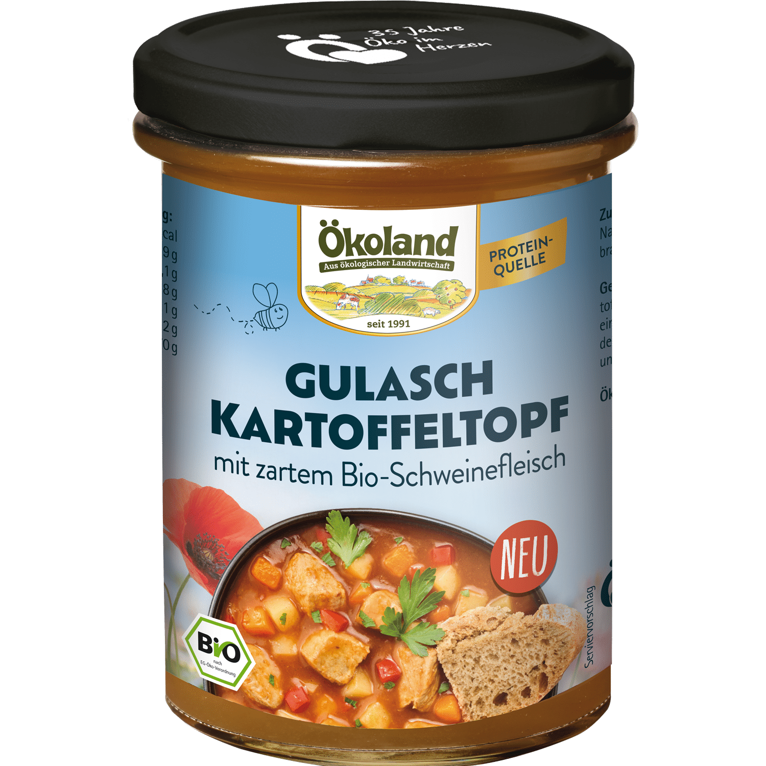 Gulasch Kartoffeltopf ist ein herzhaftes, kräftiges Gericht mit Bio-Schweinefleisch und Paprika.
